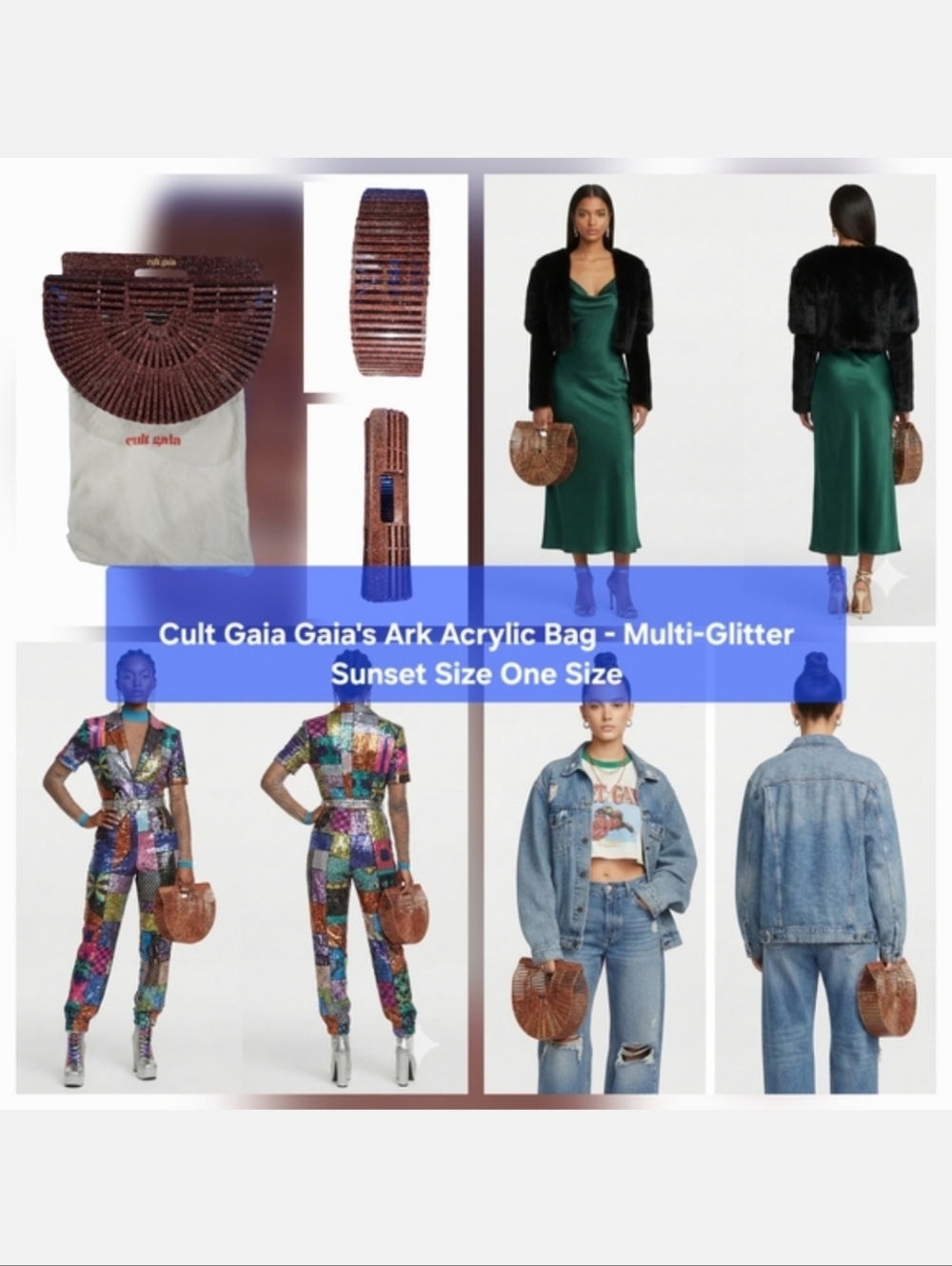 Cult Gaia Gaia's Ark Acrylic Bag - Multi-Glitter Sunset Size One Size